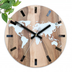 Drevené hodiny mapa sveta...