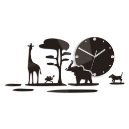 Čierne hodiny na stenu safari