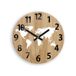 Drevené hodiny mapa sveta...